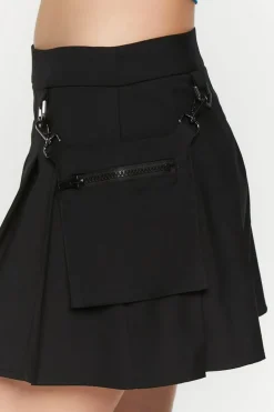 Pleated Utility Mini Skirt