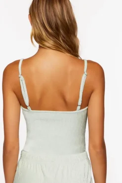 Pleated Velvet Cami Bodysuit