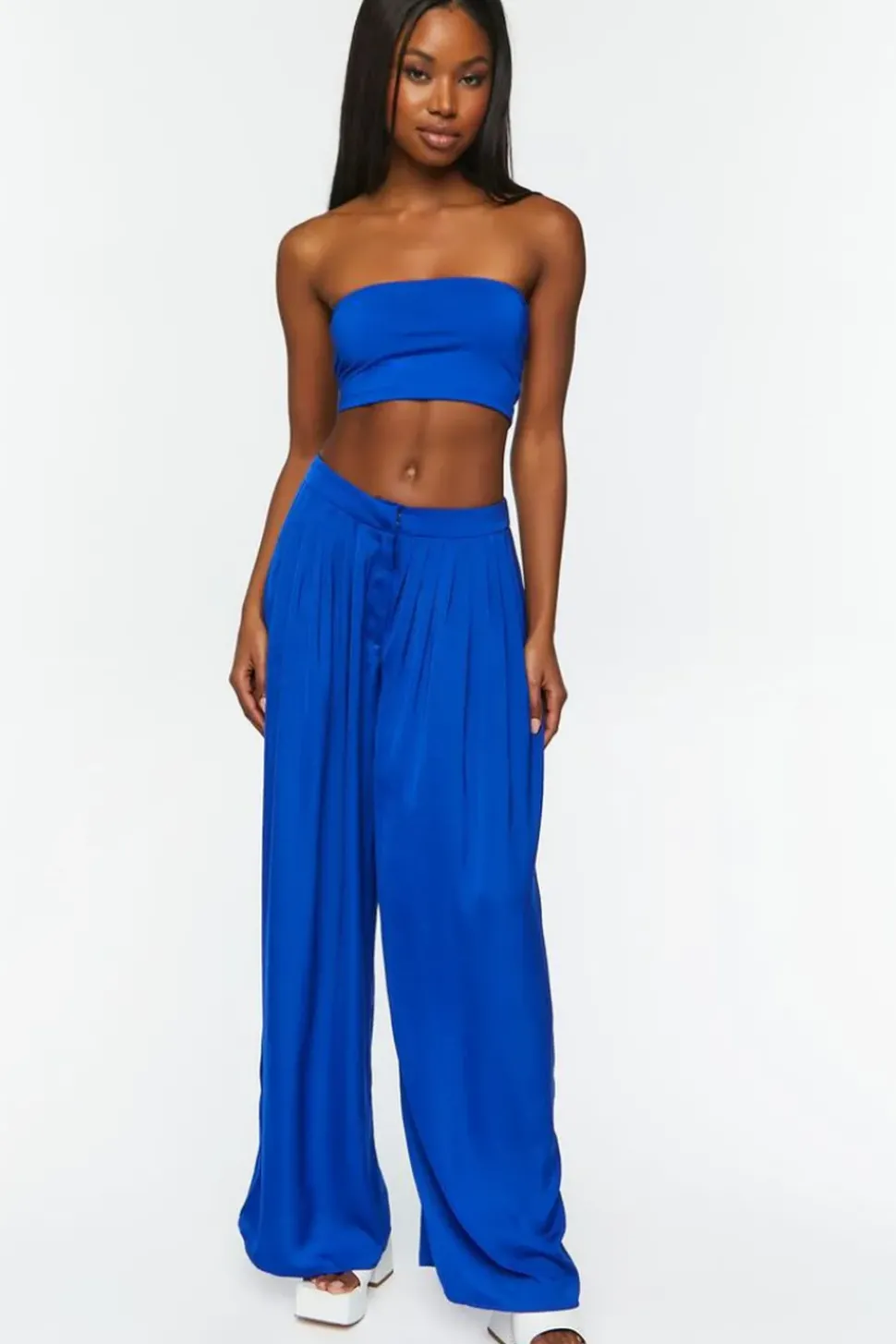 Pleated Wide-Leg Palazzo Pants