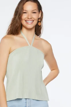 Plisse Halter Top