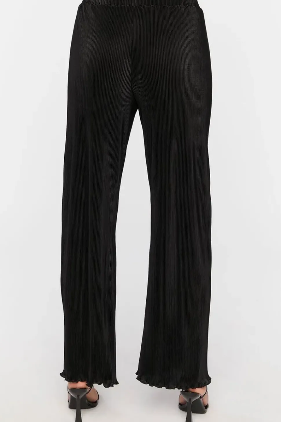 Plisse Lettuce-Edge Wide-Leg Pants