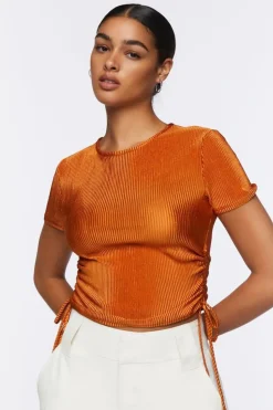 Plisse Ruched Drawstring Tee