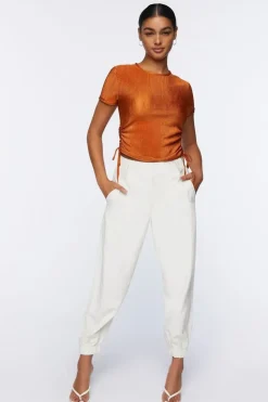 Plisse Ruched Drawstring Tee