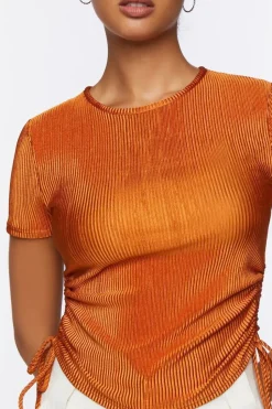 Plisse Ruched Drawstring Tee