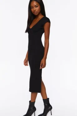 Plunging Bodycon Midi Dress