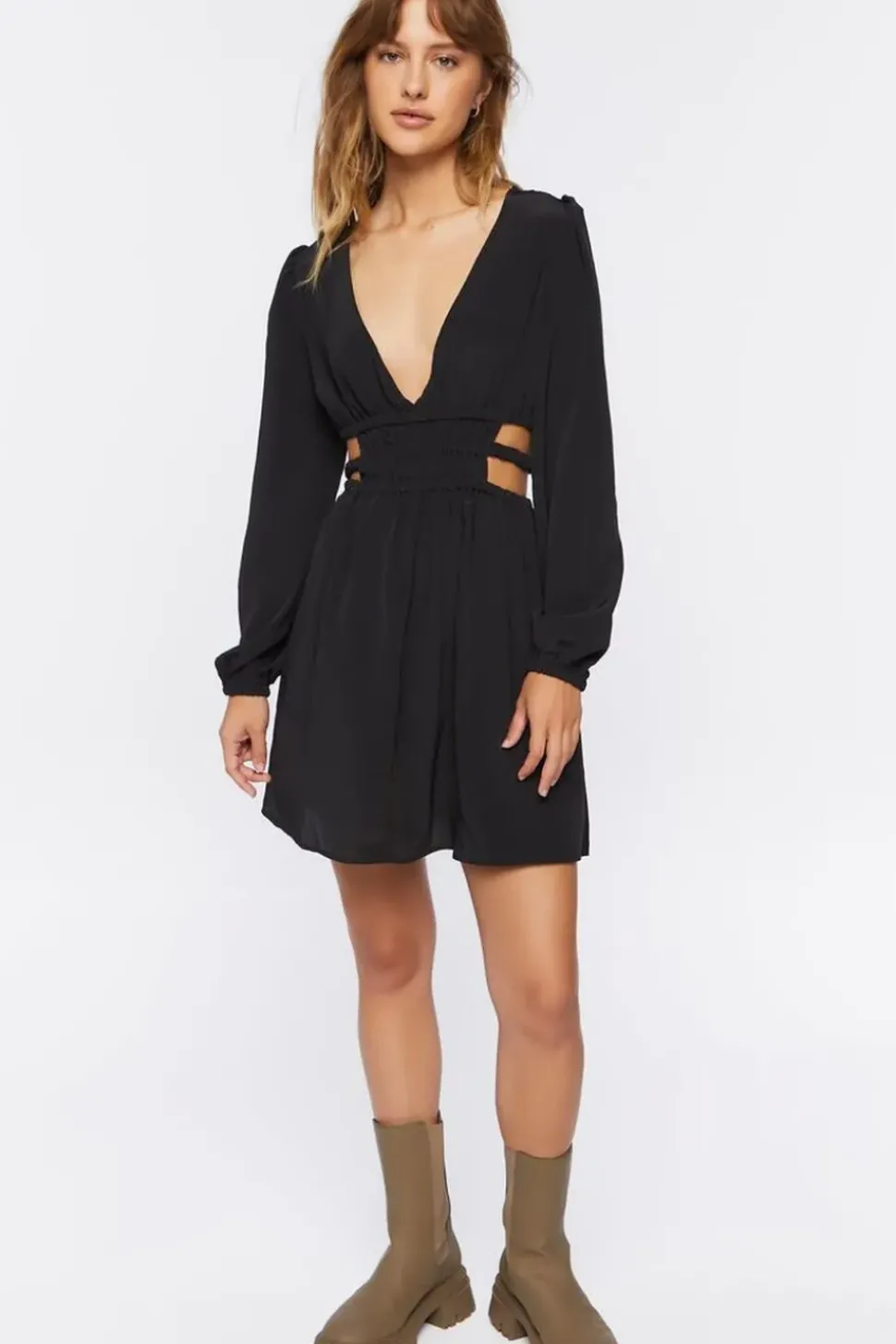 Plunging Caged Mini Dress