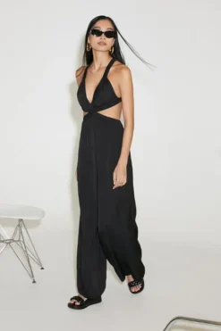 Plunging Cutout Jumpsuit