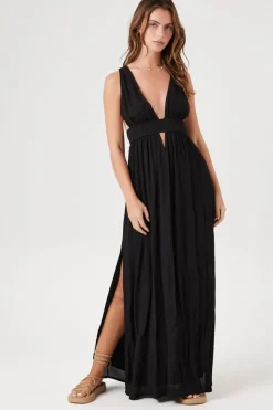 Plunging Cutout Maxi Dress