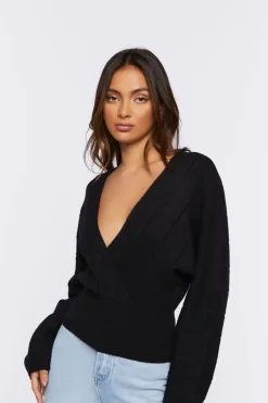 Plunging Dolman-Sleeve Sweater