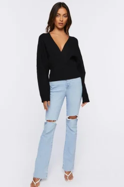 Plunging Dolman-Sleeve Sweater