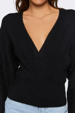 Plunging Dolman-Sleeve Sweater