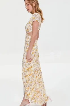 Plunging Floral Print Dress