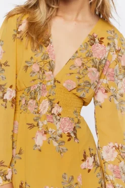 Plunging Floral Print Maxi Dress