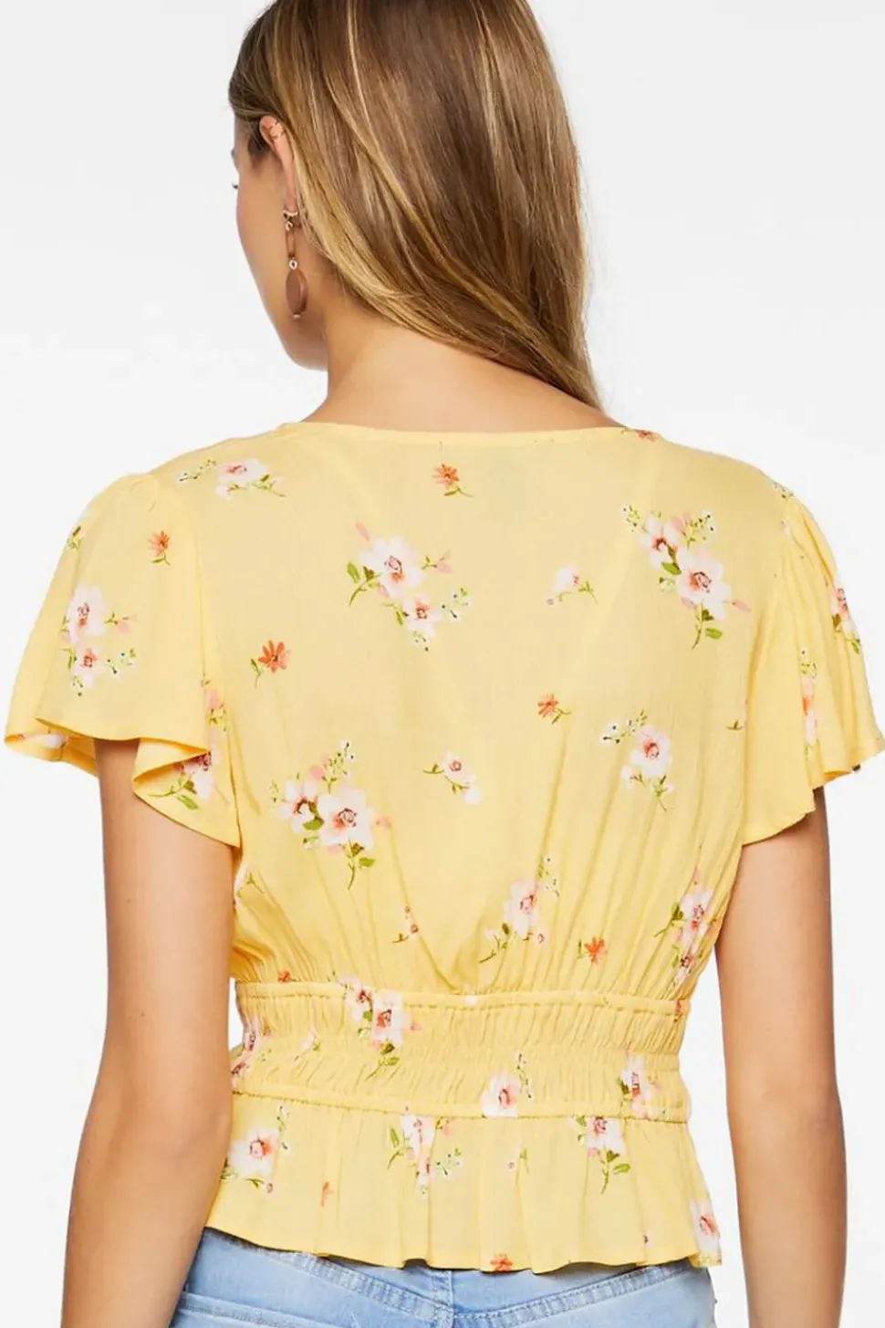 Plunging Floral Print Top