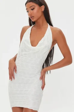Plunging Halter Bodycon Mini Dress