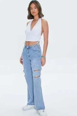 Plunging Halter Crop Top