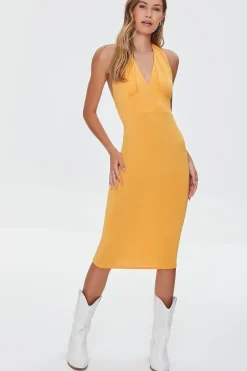 Plunging Halter Dress