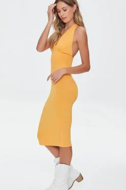 Plunging Halter Dress