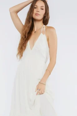 Plunging Halter Maxi Dress