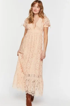 Plunging Lace Maxi Dress