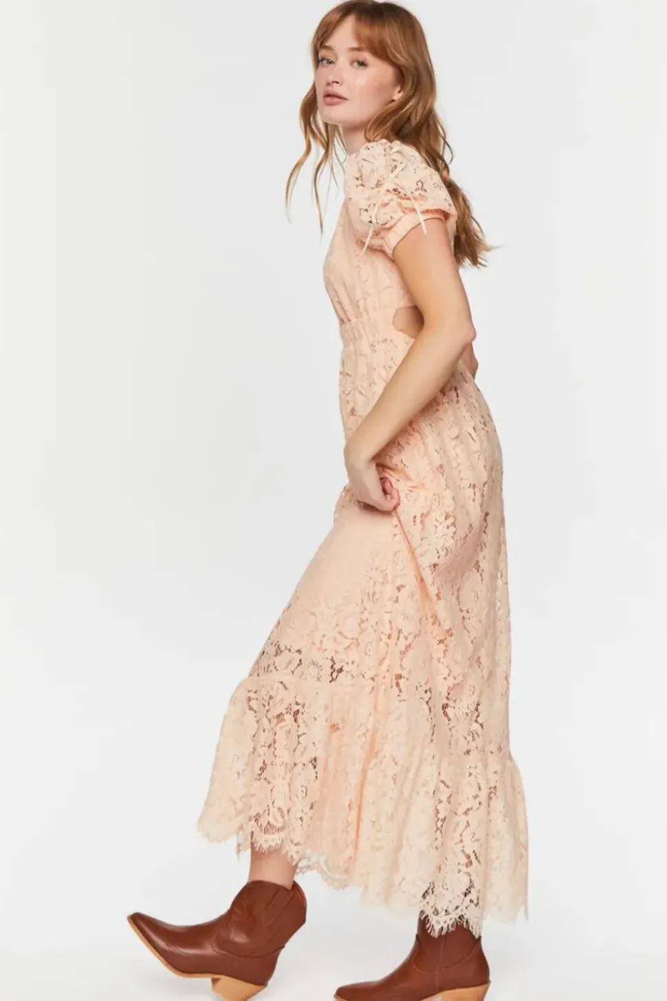 Plunging Lace Maxi Dress