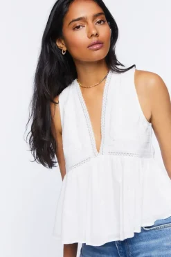 Plunging Lace-Trim Top
