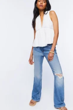 Plunging Lace-Trim Top