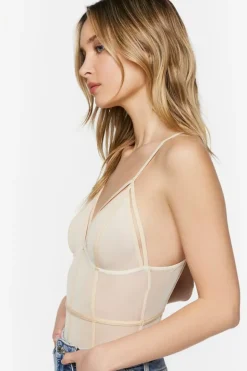 Plunging Mesh Caged Bodysuit
