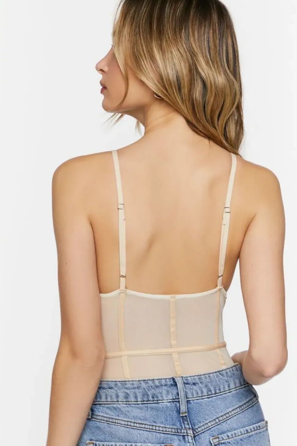 Plunging Mesh Caged Bodysuit