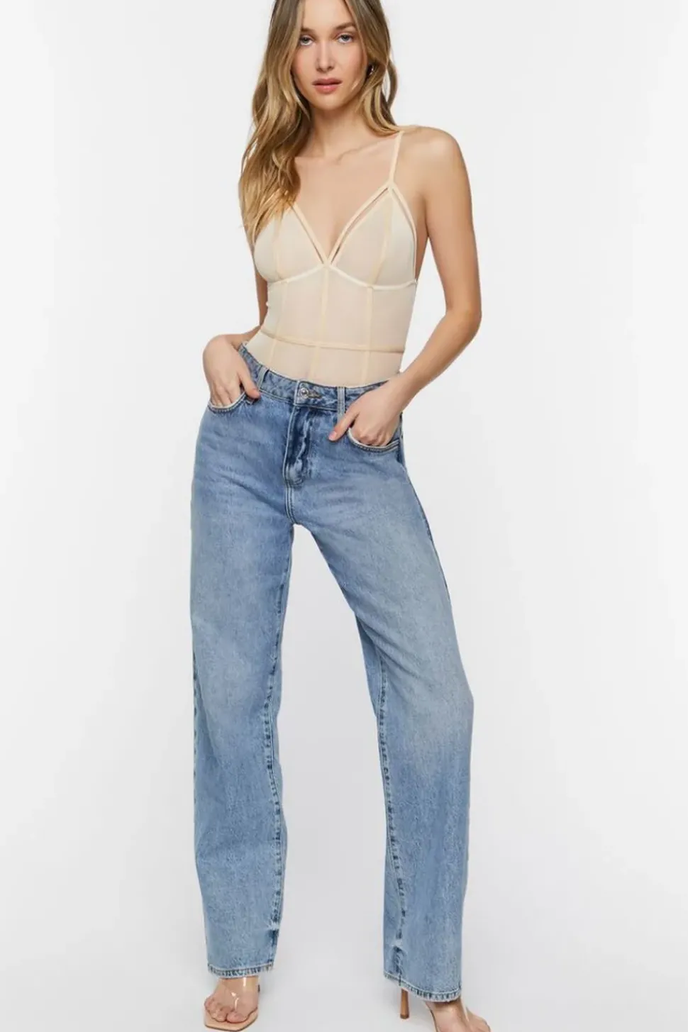 Plunging Mesh Caged Bodysuit
