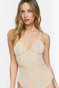 Plunging Mesh Caged Bodysuit