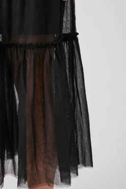 Plunging Mesh Midi Dress