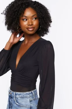 Plunging Peasant Sleeve Bodysuit