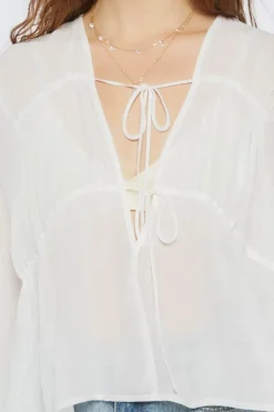Plunging Peasant-Sleeve Top
