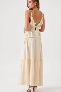 Plunging Poplin Maxi Dress