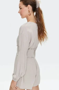 Plunging Ruffled Smocked Romper