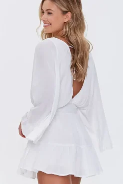 Plunging Ruffle-Trim Romper