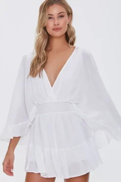 Plunging Ruffle-Trim Romper