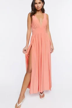 Plunging Slit Maxi Dress