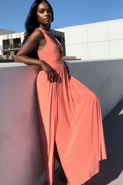 Plunging Slit Maxi Dress