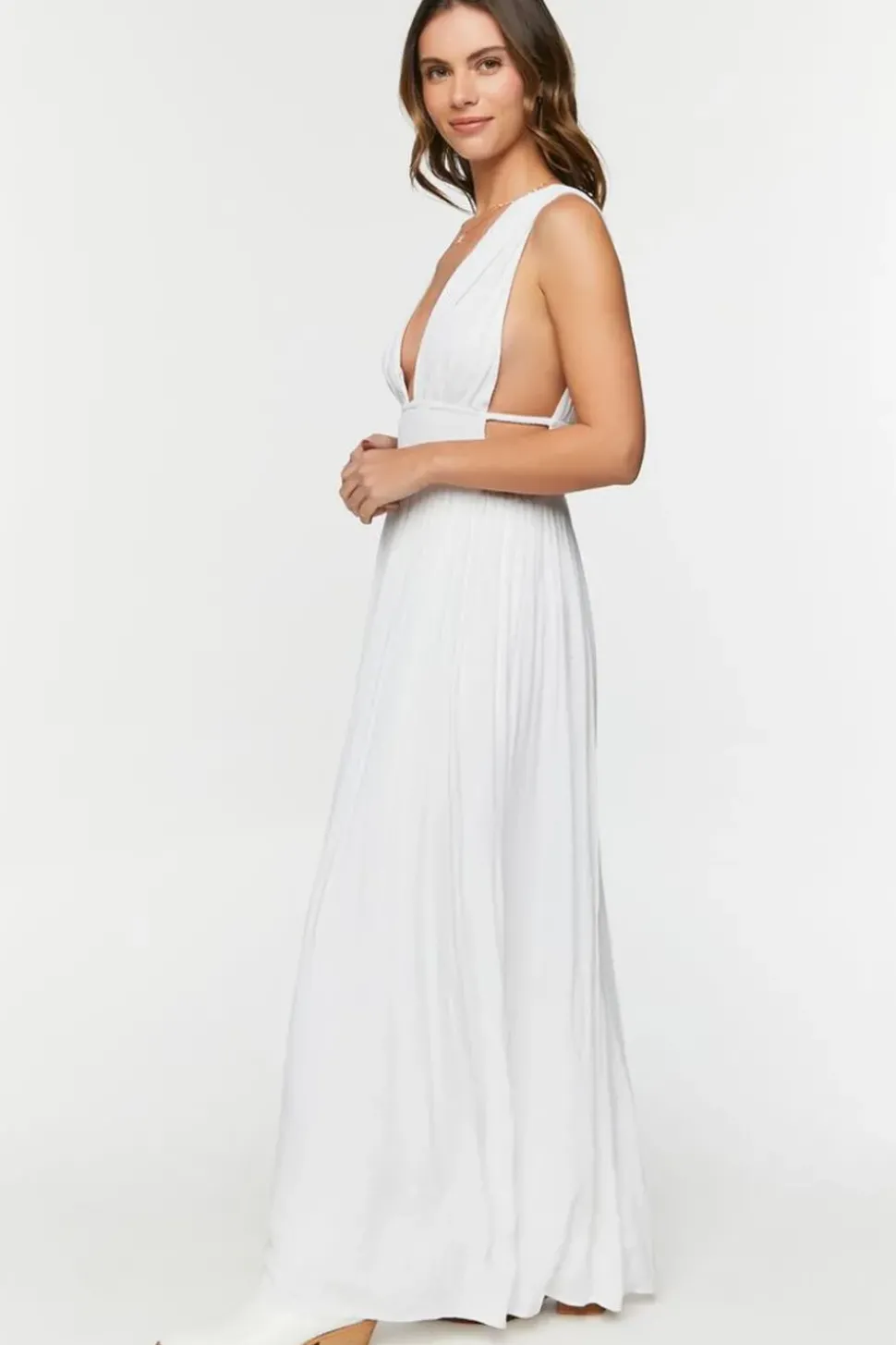 Plunging Smocked Maxi Dress