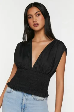 Plunging Smocked Top