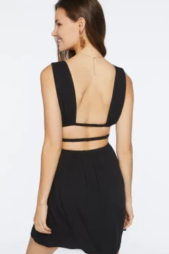 Plunging Strappy Mini Dress