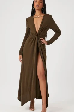 Plunging Twisted Maxi Dress
