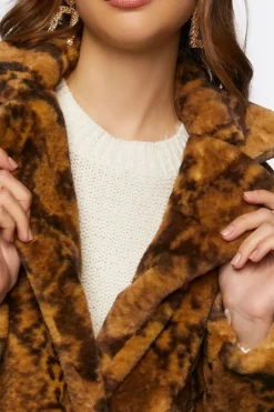 Plush Animal Print Coat