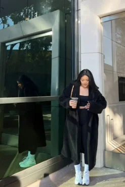 Plush Drop-Sleeve Coat