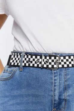 Plus Size Checkered Print Belt