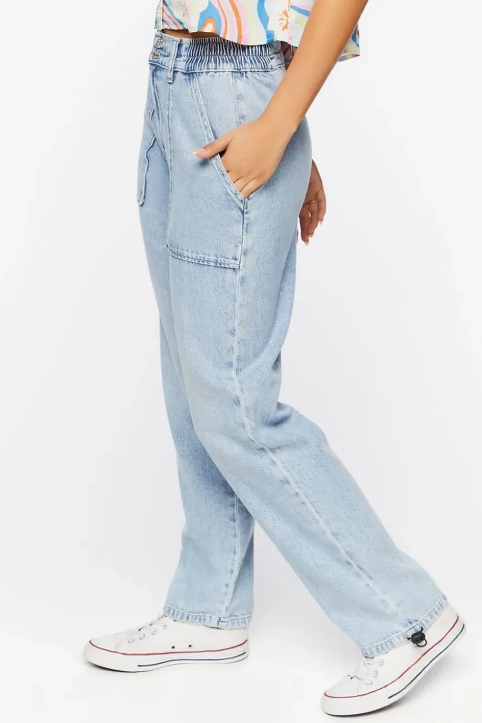 Pocket High-Rise Denim Joggers