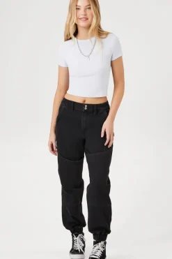 Pocket High-Rise Denim Joggers