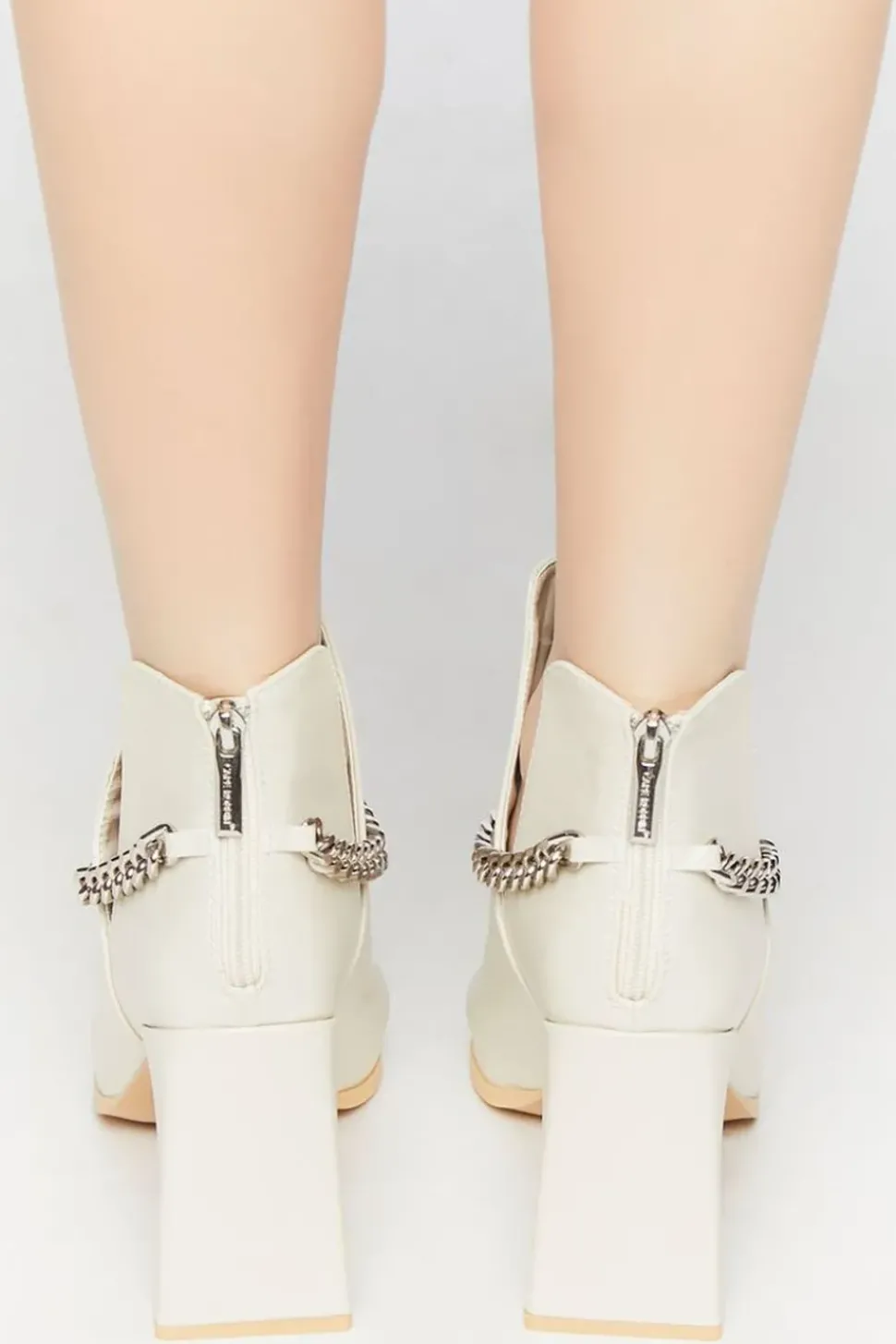Pointed Curb Chain Flare Heel Booties